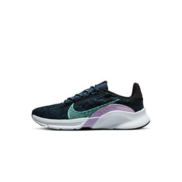 Imagem de Nike Tênis feminino SuperRep Go 3 Flyknit NN Next Nature Training Shoes, Preto/verde brilhoso - arsenal azul-marinho, 9