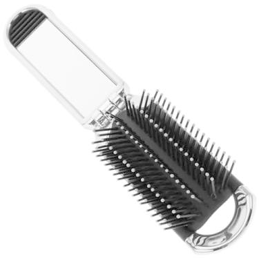 Imagem de Beatifufu Pente de almofada de ar portátil dobrável pente de com espelho (prata) escova de cabelo pequena para bolsa pente com espelho de maquiagem pentear pentes escova com espelho