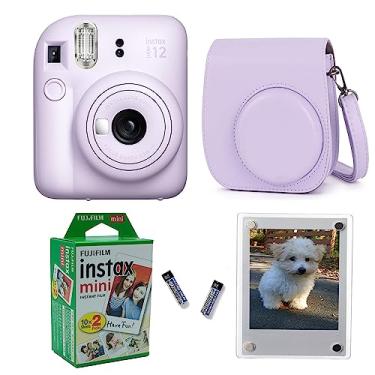Imagem de Fujifilm Câmera instantânea Instax Mini 12 + capa protetora com design profissional e molduras magnéticas Lucite, 20 folhas (roxo lilás)