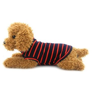 Imagem de Ranphy Camiseta regata listrada para cães/gatos pequenos, camiseta de algodão, camiseta de acampamento para cães, roupas para animais de estimação, roupas sem mangas, roupas chihuahua, vermelho, GG