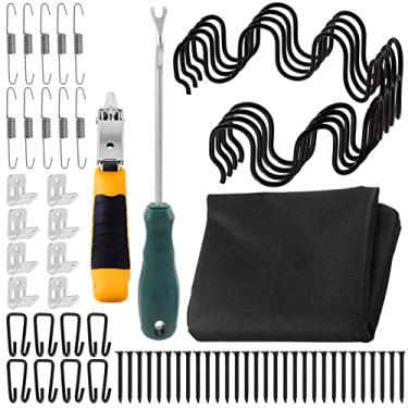 Imagem de Wokape Kit de reparo de mola de sofá de 63 peças, molas sem queda de 40 cm, clipes em S, ganchos, molas de tensão de gancho duplo, pregos, ferramentas de remoção, capa contra poeira, kit de