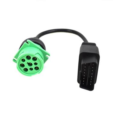 Imagem de EnruigeOK Cabo OBD 9 pinos para 16 pinos CUMMINS OBD2 para scanner de diagnóstico de caminhão adaptador adaptador J1939 para 9 pinos OBD caminhão resistente