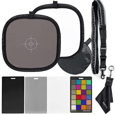 Imagem de Cartão refletor cinza de 30,5 x 30,5 cm, com caixa de transporte para fotografia e câmera, correção de cores, cartão de correção de branco, 4 em 1 por Pixiss