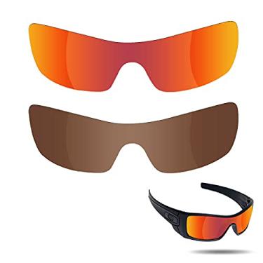 Imagem de Fiskr Lentes de reposição anti-água salgada para óculos de sol Oakley Batwolf (vermelho e marrom, triacetato termoformado (TAC) - Polarizado)