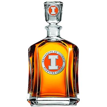 Imagem de Heritage Pewter Decanter Illinois Capitol | Dosador de bebidas de 680 g | Vidro de estanho habilmente feito