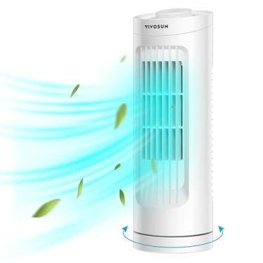 Imagem de VIVOSUN Ventilador de torre de 33 cm, ventilador de mesa sem lâminas com 3 velocidades e oscilação de 70°, ventilador de resfriamento portátil e compacto, silencioso para casa e escritório, branco