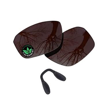 Imagem de Raydi Lentes de reposição de policarbonato e protetores de nariz para óculos de sol retangulares Oakley Split Shot OO9416 - marrom âmbar - polarizado