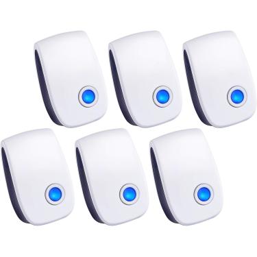 Imagem de Repelente de pragas ultrassônico – plugue interno, repelente eletrônico e ultrassônico – insetos, ratos, aranhas, mosquitos, controle de insetos (pacote com 6)