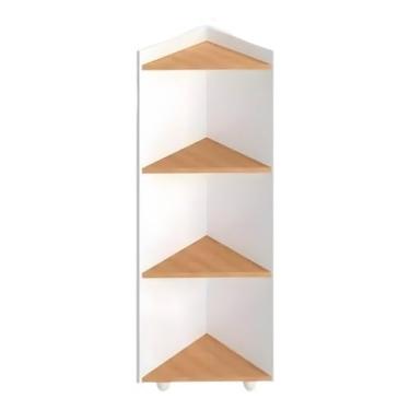Imagem de Multiuso Aparador Modulo de Canto Cantoneira para Banheiro, Cozinha, Sala, Escritorio, Nicho, Prateleira de Chão ou Parede Cor Nature/Branco