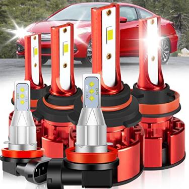 Imagem de OBNDVU Adequado para Honda Civic 2014-2015 Coupe, 2016-2020 Lâmpadas de Farol de LED, Faróis de LED 9005 H11 Hi&Lo Beam+H11 Luzes de Neblina LED, 500% Brilho 9005 H11 Lâmpadas, 6500K Branco 36000LM, 6 peças