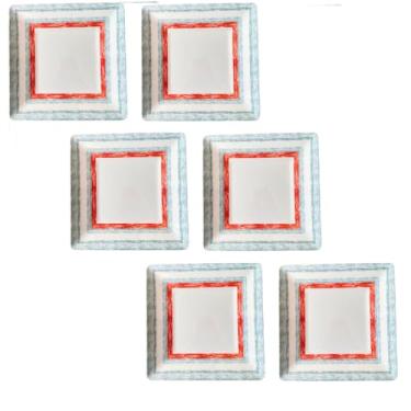 Imagem de 6 Pratos Quadrado Raso em Melamina 25cm Jogo Jantar