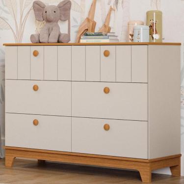 Imagem de Cômoda Infantil Estilo Retrô 6 Gavetas 100% MDF