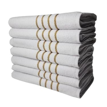 Imagem de Kit 03 Toalhas de Rosto Luxo Dourado Dubai 330g/m² 45x70cm Custo Benefício (Branco)