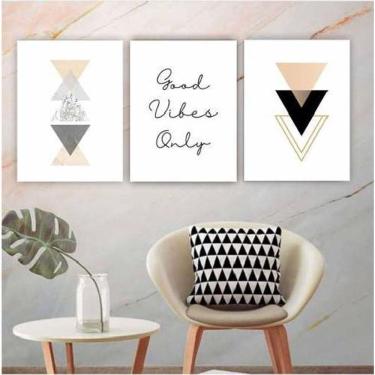 Imagem de Placa Quadro Mdf 20X30 Geométrico Triângulo Good Vibes Only