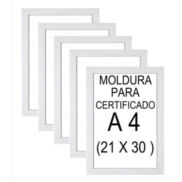 Imagem de Kit 8 Molduras A4 Certificado/ Diploma Com Vidro Cor Branca