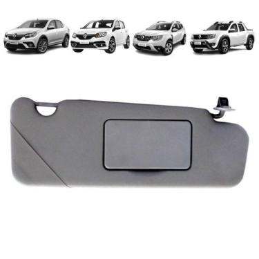 Imagem de Quebra Sol Cinza Escuro com Espelho Renault Logan Sandero Duster Oroch