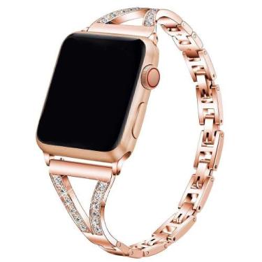Imagem de Pulseira Aço Slim Strass Vivi Compatível com Apple Watch - Baú do Viki