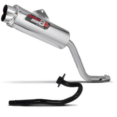 Imagem de Escape Ponteira Eight Pro Tork + Curva Bros 125/150 2003/08, CROMADO, 