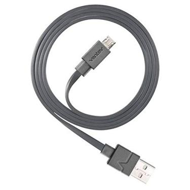 Imagem de Cabo micro USB Ventev Chargesync | Carregamento conveniente de qualquer porta USB padrão, transferência de dados para qualquer PC ou Mac, S2.1A de carregamento rápido, design de cabo plano para embrulho sem emaranhamento | Cinza 91,44 cm