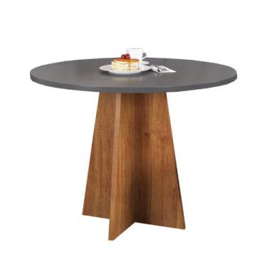 Imagem de Mesa de Jantar Slin Redonda 90x90 Mel com Cinza Viero, Mel com Cinza