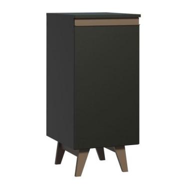 Imagem de Balcão Armário de Cozinha 35 cm 1 Porta Preto Reims Madesa, Preto
