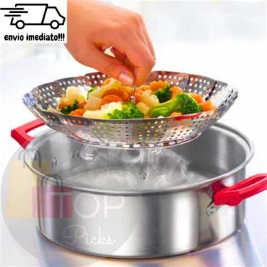 Imagem de Cesto De Cozimento A Vapor Para Legumes Retrátil Inox Vaporeira Cozinh