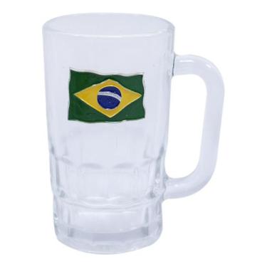 Imagem de Copo Caneca De Vidro Chopp Cerveja Bandeira Do Brasil 320ml - Minas de