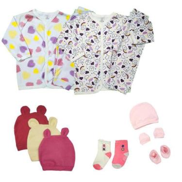 Imagem de Kit Roupa de Bebê 12 Peças Conjunto Pijama e Acessórios Bebê - Koala B