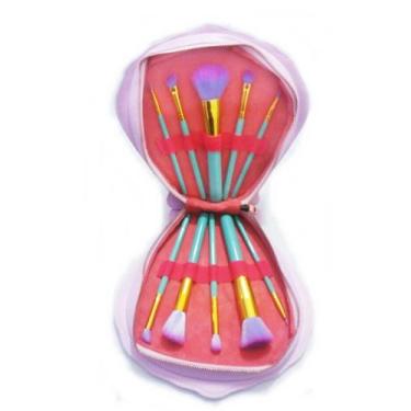 Imagem de Kit 10 Pincéis De Maquiagem Sereia Concha Profissional - Lux Hair