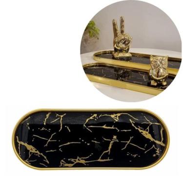 Imagem de Bandeja Marmorizada Oval Banheiro Lavabo Decorativa Multiuso - MM, Pre