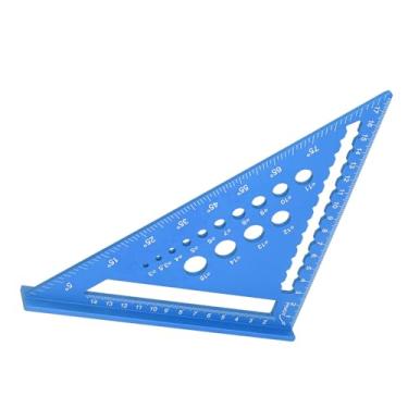 Imagem de Carpintaria Triângulo Rafter Quadrado 90 Graus Buraco Régua Transferidor para Carpinteiro Liga de Alumínio (Azul)