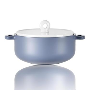 Imagem de Caçarola de cerâmica, panela de barro, panelas de barro com tampa, panela para ensopado, sopa, vapor, forno seguro - resistente ao calor