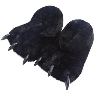 Imagem de Komyufa Pantufas de pata de animais de pelúcia quentes para casa fechada nas costas, fofas, engraçadas, garras peludas, para crianças, meninos, meninas, mulheres, cosplay, férias, ambientes internos e