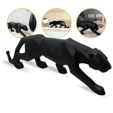 Imagem de Pantera Negra Escultura Estatua Decoração Casa Leopardo 45cm - MUNDO D