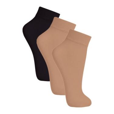 Imagem de Kit com 3 Meias Soquete Fio 20 Loba 5530-001 - LUPO, Bege