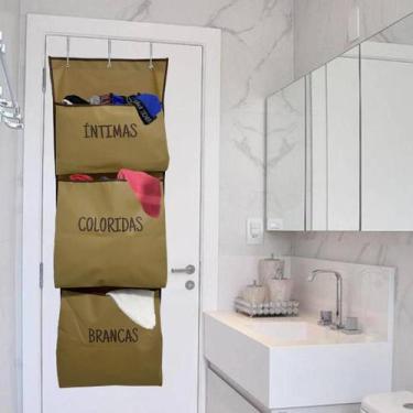 Imagem de Cesto Saco De Roupa Suja De Pendurar Atrás Da Porta - Guarde Bem, Bege
