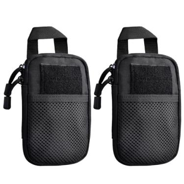 Imagem de Azarxis Tactical Molle Pouch EDC Utility Gadget Bolsa de cintura externa com suporte de telefone coldre para homens e mulheres (preto - pacote com 2)