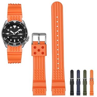 Imagem de Pulseira de borracha para relógios Seiko Prospex SKX Divers, pulseira de relógio de substituição de 22 mm e 20 mm com fivela para relógio Seiko Prospex Diver's Watch - Várias cores (20 mm, laranja)