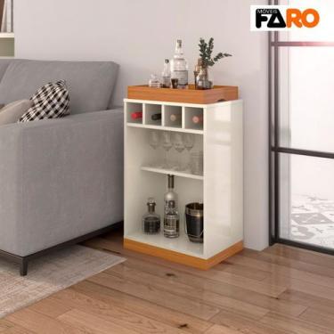 Imagem de Aparador Buffet Bar Retrô com  Bandeja de MDF Adega 4 Garrafas Astúria