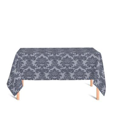Imagem de Toalha de Mesa Retangular em Tecido Jacquard Preto Acinzentado e Prata