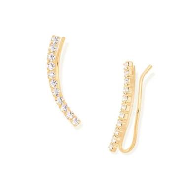 Imagem de Brinco Feminino Rommanel Ear Cuff Com Zircônias Banhado Ouro 18k