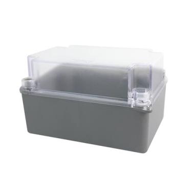 Imagem de Caixa de Passagem Prática 8x12x7,5cm Cinza Tampa Transparente Alta - O