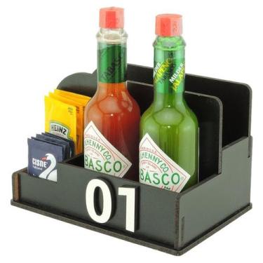 Imagem de 25 Organizador de Mesa Porta Sachê Sal Pimenta Guardanapo Lanchonete P