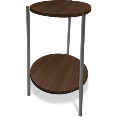 Imagem de Mesa Mesinha De Canto Redonda Decoração Qatar Industrial Prata - Genus