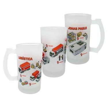 Imagem de Caneca Vidro Jateado Chopp Profissão Carreira Logística - GMH 