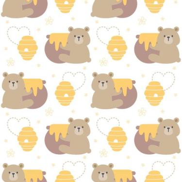 Imagem de PAPEL DE PAREDE ADESIVO INFANTIL URSINHO E SEU MEL L684 Rolo 0,58x3M -