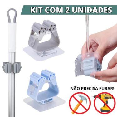 Imagem de Suporte Vassoura Rodo Para Parede Gancho Adesivo Organizador Mop Vasso