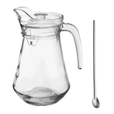 Imagem de Jarra de Vidro c/ Tampa Suco Água 1.5 Litros + Colher Bailarina - Util