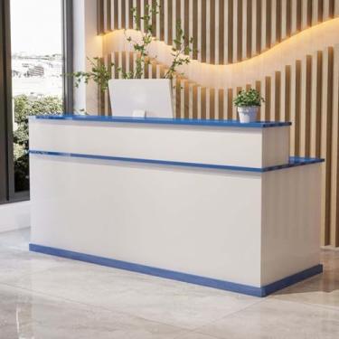 Imagem de Luzes de balcão de recepção moderno balcão de varejo com gavetas mesa de recepção balcão frontal com armário armário caixa simples para checkout, escritório, salão de beleza, lobby, E, 100 x 60 x 100