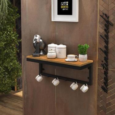Imagem de Prateleira Suspensa Multiuso Cantinho Do Café Em Aço Com Mdf - Mobigu,